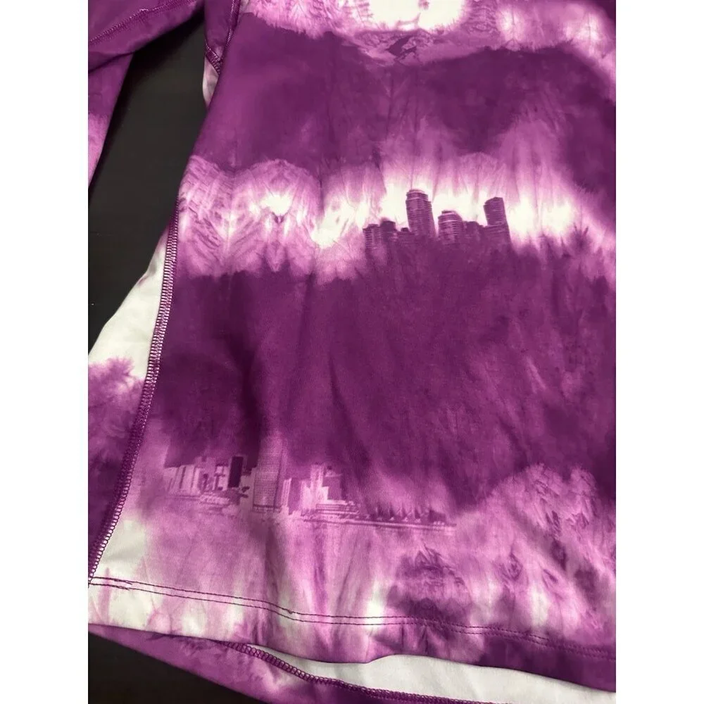 Nike Pro Combat Long Sleeve Tie Dye Purple Dri-fit  T-Shirt Sz Large Fitted